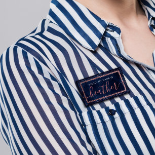 Navy Blue Rose Gold Sprinkled Confetti Party Namenschild