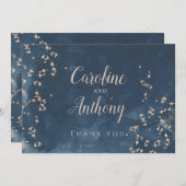 Navy Blue Rose gold Wedding Danke Einladung (Vorne/Hinten)