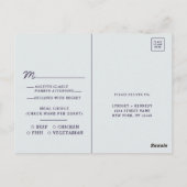 Navy Blue & Rose Gold Wedding Meal Choice UAWG Postkarte (Rückseite)