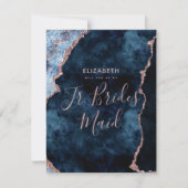 Navy Blue Rose Gold werden Sie mein Jr. Bridesmaid Einladung (Vorderseite)
