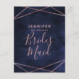 Navy Blue & Rose Gold werden Sie meine Bridmaid se Einladung