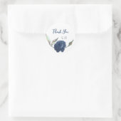 Navy Blue Rose Winter Wedding Vielen Dank Runder Aufkleber (Tasche)