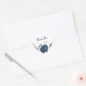 Navy Blue Rose Winter Wedding Vielen Dank Runder Aufkleber (Umschlag)