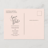 Navy Blue Rosen Gold Agate Blush Save the Date Ankündigungspostkarte (Rückseite)