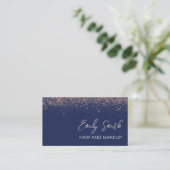 Navy Blue Rosen Gold Blush Pink Glitzer Visitenkarte (Stehend Vorderseite)