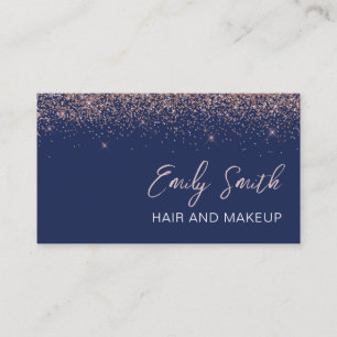 Navy Blue Rosen Gold Blush Pink Glitzer Visitenkarte