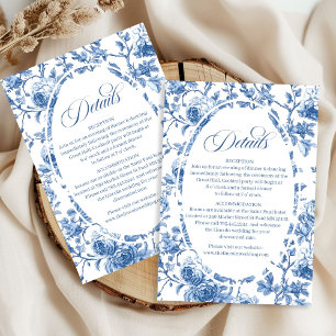 Navy Blue Rosen Toile Klassische Details Karte Sui