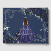Navy Blue Roses Floral Princess Quinceañera 15 16 Gästebuch (Rückseite)