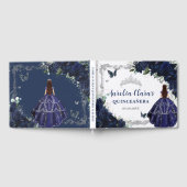 Navy Blue Roses Floral Princess Quinceañera 15 16 Gästebuch (Voll)