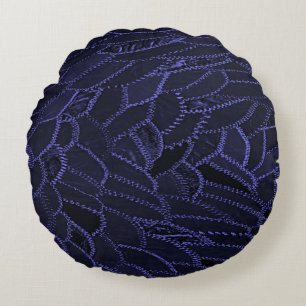 Navy Blue Round Throw Kissen
