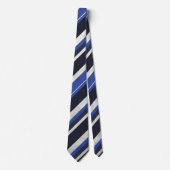 Navy Blue & Royal Blue Diagonal Stripe Modern Krawatte (Vorderseite)