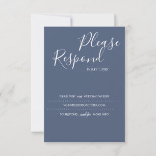 Navy Blue RSVP Card, Wedding Website Karte