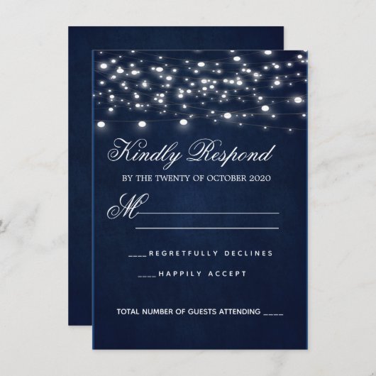 Navy Blue RSVP-Karte (Vorne/Hinten)