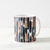 Navy Blue Rust Orange Stripes Kaffeetasse (VorderseiteRechts)