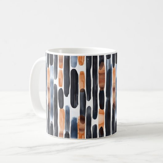 Navy Blue Rust Orange Stripes Kaffeetasse (Vorderseite Links)