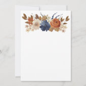 Navy Blue Rust Watercolor Boho Hochzeitseinladung Einladung (Rückseite)