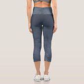 Navy Blue Rustic Abstrakt Capri Leggings (Rückseite)