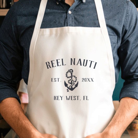 Navy Blue Rustic Anchor Custom Boat Name Schürze