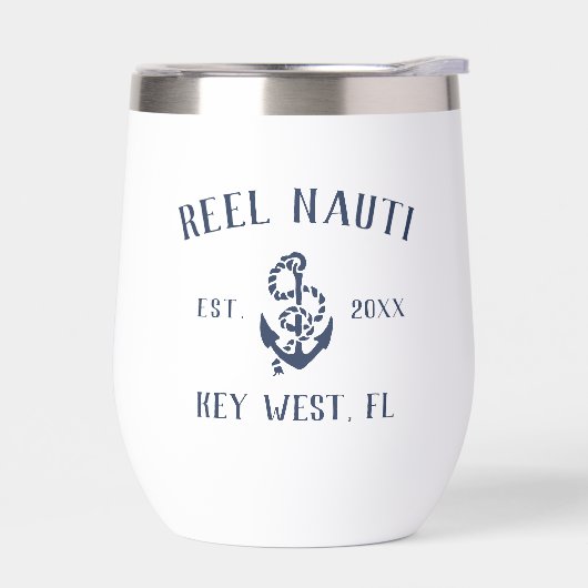 Navy Blue Rustic Anchor | Name des Schiffes (Links)