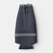 Navy Blue Rustic Anchor Personalisiert Beach House Flaschenkühler (Rückseite)
