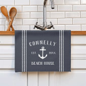 Navy Blue Rustic Anchor Personalisiert Beach House Geschirrtuch