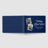 Navy Blue Rustic Burlap Wedding Foto Gästebuch (Voll)