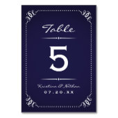Navy Blue Rustic Chic Tischnummern (Rückseite)