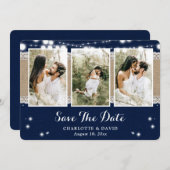 Navy Blue Rustic Country Wedding Foto Save The Date (Vorne/Hinten)