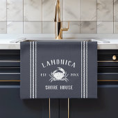 Navy Blue Rustic Crab Personalisiert Shore House Geschirrtuch