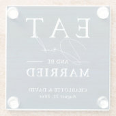 Navy Blue Rustic Essen Drink und Verheiratet Hochz Glasuntersetzer (Rückseite)