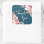 Navy Blue Rustic Floral Vielen Dank für Ihre Unter Quadratischer Aufkleber (Tasche)