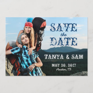 Navy Blue Rustic Foto Save the Date