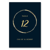 Navy Blue Rustic Gold Circle Wedding Tischnummer (Vorderseite)