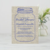 Navy Blue Rustic Mason Jar Brautparty Einladungen (Stehend Vorderseite)