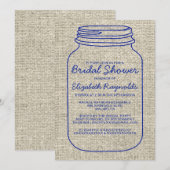 Navy Blue Rustic Mason Jar Brautparty Einladungen (Vorne/Hinten)