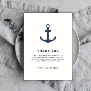 Navy Blue Rustic Nautical Anchor Baby Dusche Dankeskarte