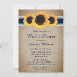 Navy Blue Rustic Sunflower Brautparty Einladung