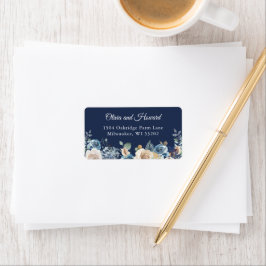 Navy Blue Rustic Wild Watercolor Floral Address Adressaufkleber
