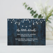 Navy Blue Rustic Wood Begleitkarte (Stehend Vorderseite)