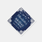 Navy Blue Rustic Wood Lace Brautparty Serviette (Ecke)