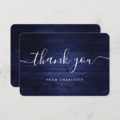 Navy Blue Rustic Wood Polterabend Geburtstag Dankeskarte (Vorne/Hinten)