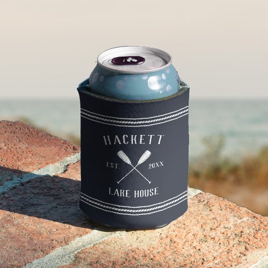 Navy Blue Rustico Oars Personalisiert Lake House Dosenkühler