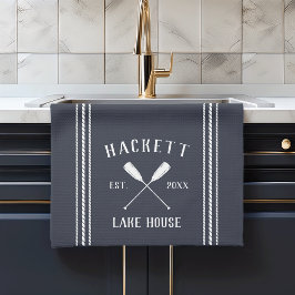 Navy Blue Rustico Oars Personalisiert Lake House Geschirrtuch