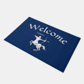 Navy Blue Sagittarius Zodiac Welcome Mat Fußmatte (Schrägansicht)