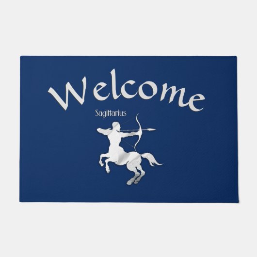 Navy Blue Sagittarius Zodiac Welcome Mat Fußmatte (Vorderseite)