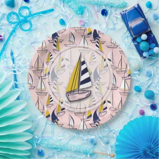 Navy Blue Sailboote Party Pappteller (Party)
