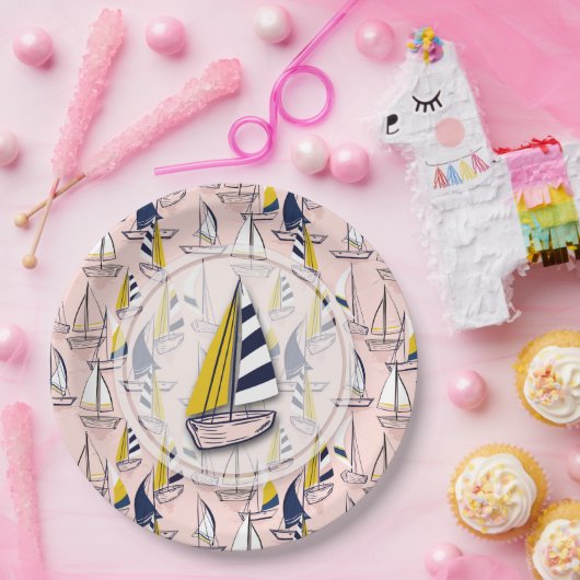 Navy Blue Sailboote Party Pappteller (Party)