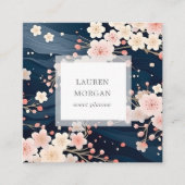 Navy Blue Sakura Blume Quadratische Visitenkarte (Vorderseite)