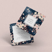 Navy Blue Sakura Blume Quadratische Visitenkarte