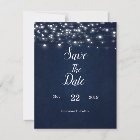 Navy Blue Save the Date Card (Vorderseite)